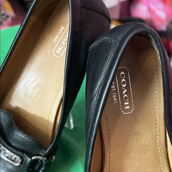 Coach Black Leather Loafers with Silver Detail. Original - Picture 2 of 7